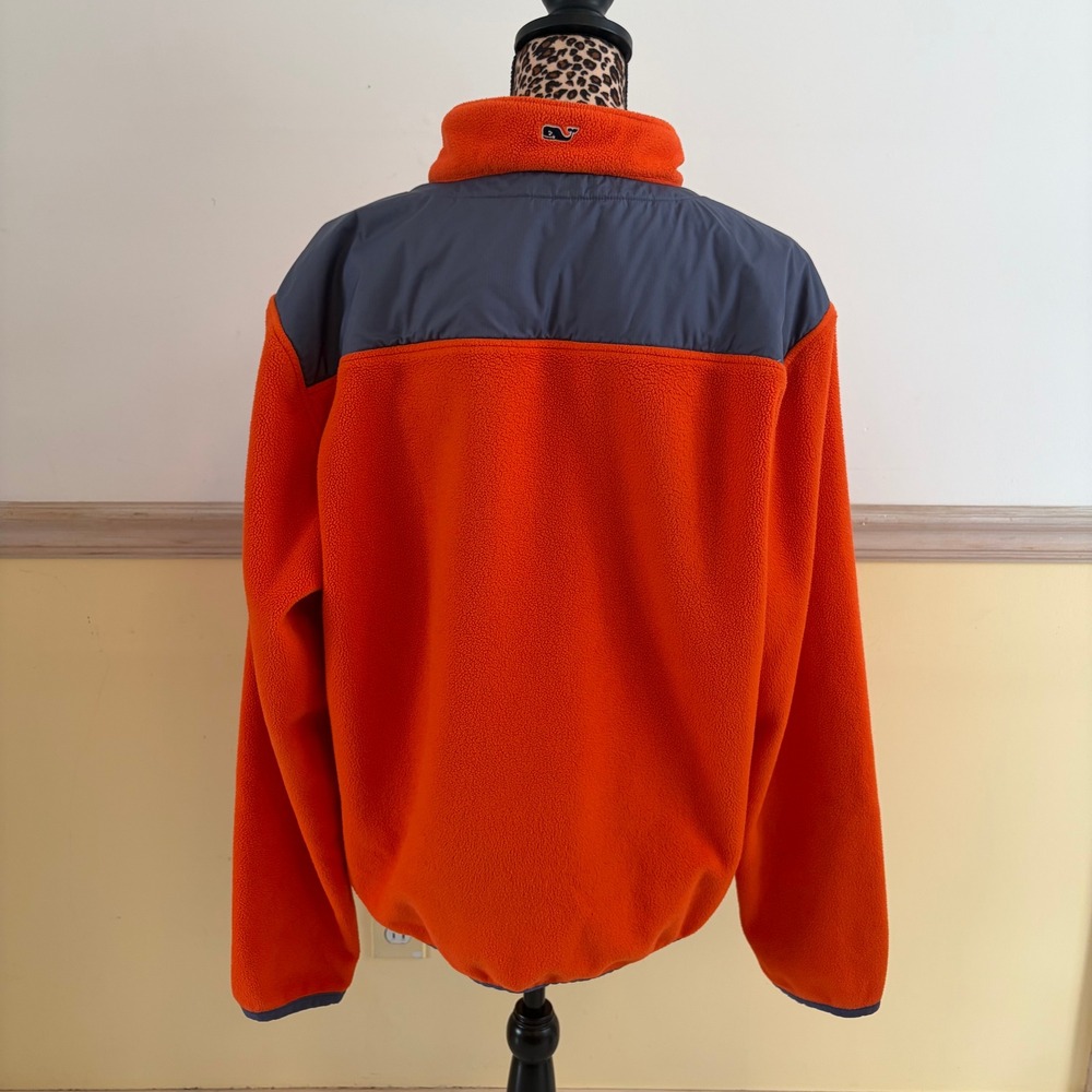Vineyard Vines Mens Large Orange Fleece Quarter Zip Pullover Blue Trim 09/2013‎ - Picture 3 of 6